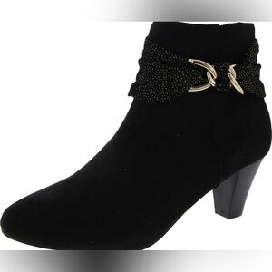 Karen Scott Black Ankle Booties with Gold Accent